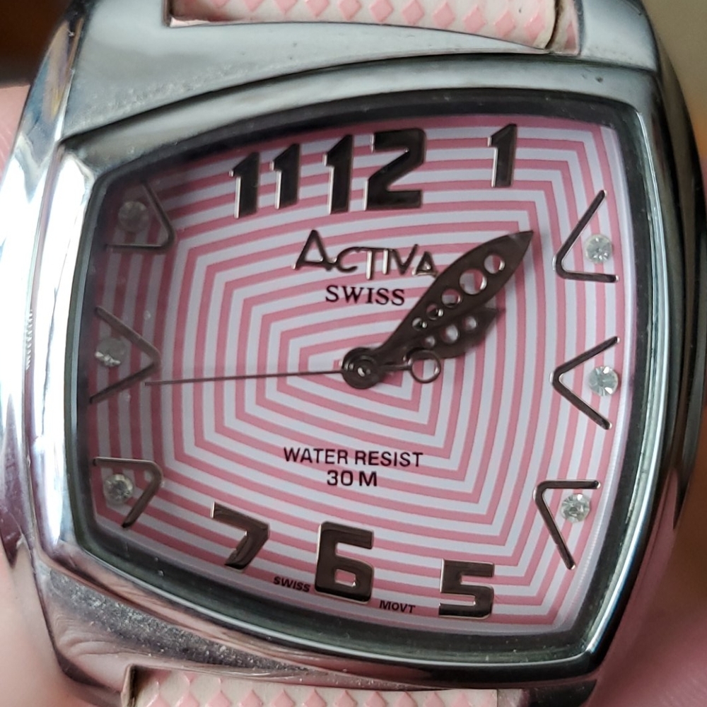 Asymmetrical Watch, pink and cream